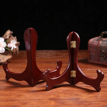 

6pcs Mahogany Folding Display Stand Holder For Holding Tea Cake Resin 5inch Tea Tray Rack Stent Table Photo Card Stand