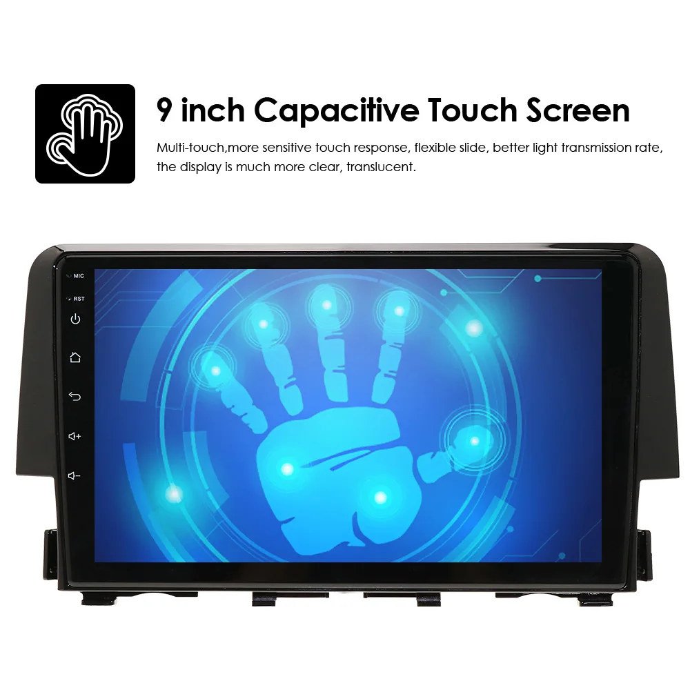 Excellent Quad Core 2 DIN Car GPS Navigation Android9.0 Radio Stereo Player For Honda Civic 2016 2017 2018 USB SWC FM DAB+ DVR TPMS CAMERA 4