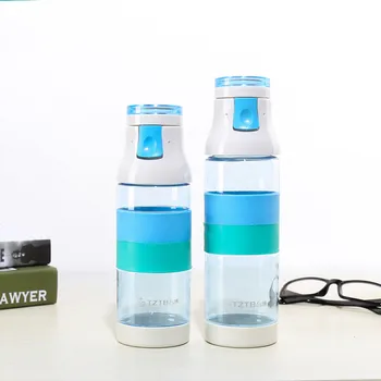 

Free shipping creative water bottle with filter bpa free with push button plastic material direct drinking and ring handle