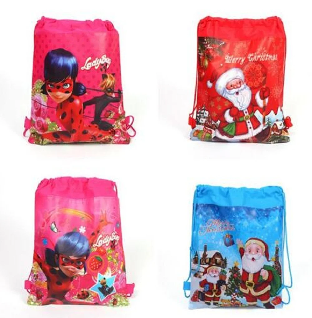 

Christmas Ladybug Bag Kids Party Drawstring Bag Lady bug Toys Red Masks & Handbag Action Figures Toys Kids Gift Cosplay Hat Hot