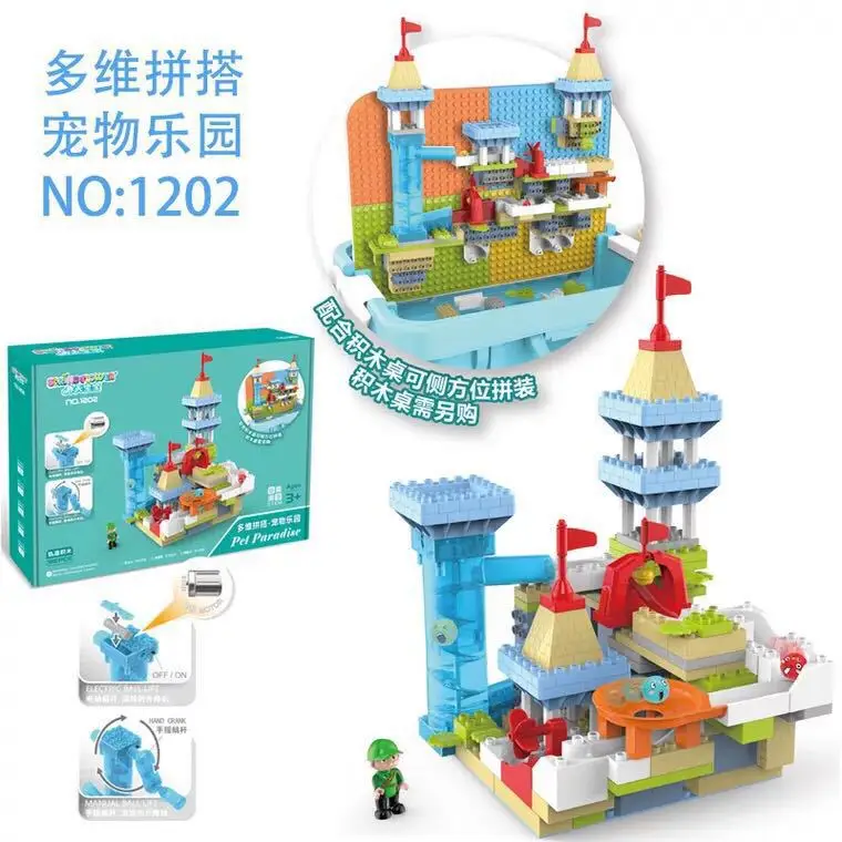 

Spring Baby Multidimensional Spell Tower Large Particles Electric Ball Bearing Slide Building Blocks Wall CHILDREN'S Toy 1201-12
