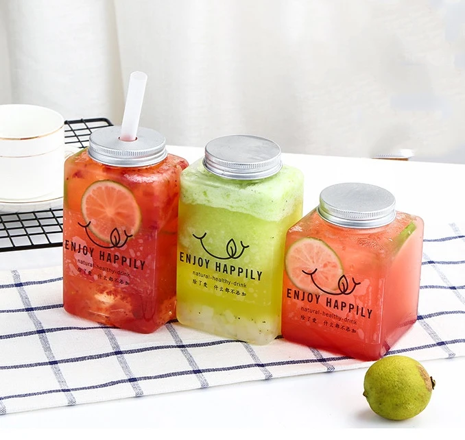 40pcs/lot Mason Jars Storage Beverage Bottles Plastic Transparent Empty Aluminum Screw Cap Refillable Bottle Travel Portable