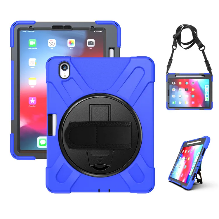 Blue Чехол funda для iPad pro 11 с держателем для карандашей apple силиконовый чехол для планшета для iPad pro 11 крышка 360 Поворот подставки - Цвет: Blue