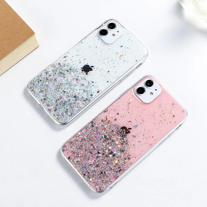 Gradient Glitter Star Phone Case for HUAWEI Mate20 30 Pro Nova 4 5 P30 40 Honor 20 Soft Epoxy Shockproof Back Cover | Мобильные