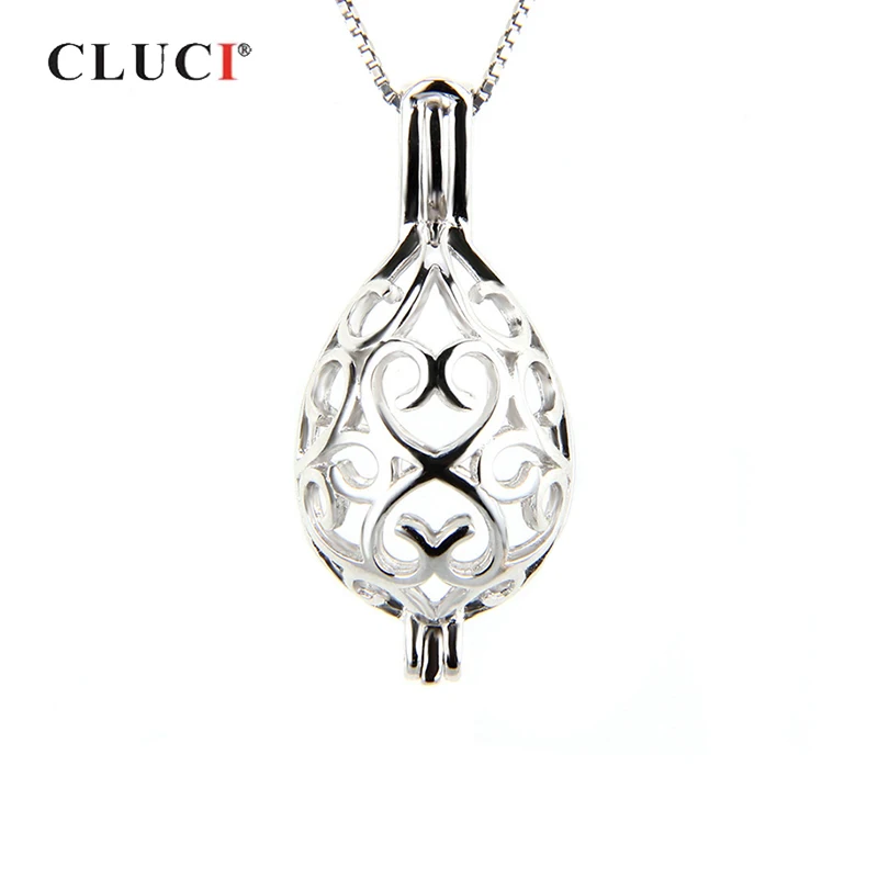 CLUCI Серебро 925 в форме капли кулон винтажные Подвески кулон для офиса леди 925 Серебряный кулон с жемчугом медальон