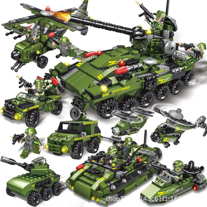 548 Uds tanque miniatura de bloques de construcción juguetes de cambio bloques de construcción niños puzzle montado juguetes tanque de juguete helicóptero Juguetes