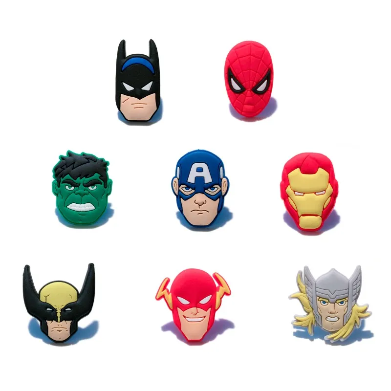 047 avenger heads 5-8 шт.; обувь из ПВХ с изображением Микки мстителя; Подвески с единорогами; пряжки; Croc JIBZ; обувь с морскими животными; аксессуары; Детский Рождественский подарок - Цвет: 047 avenger heads