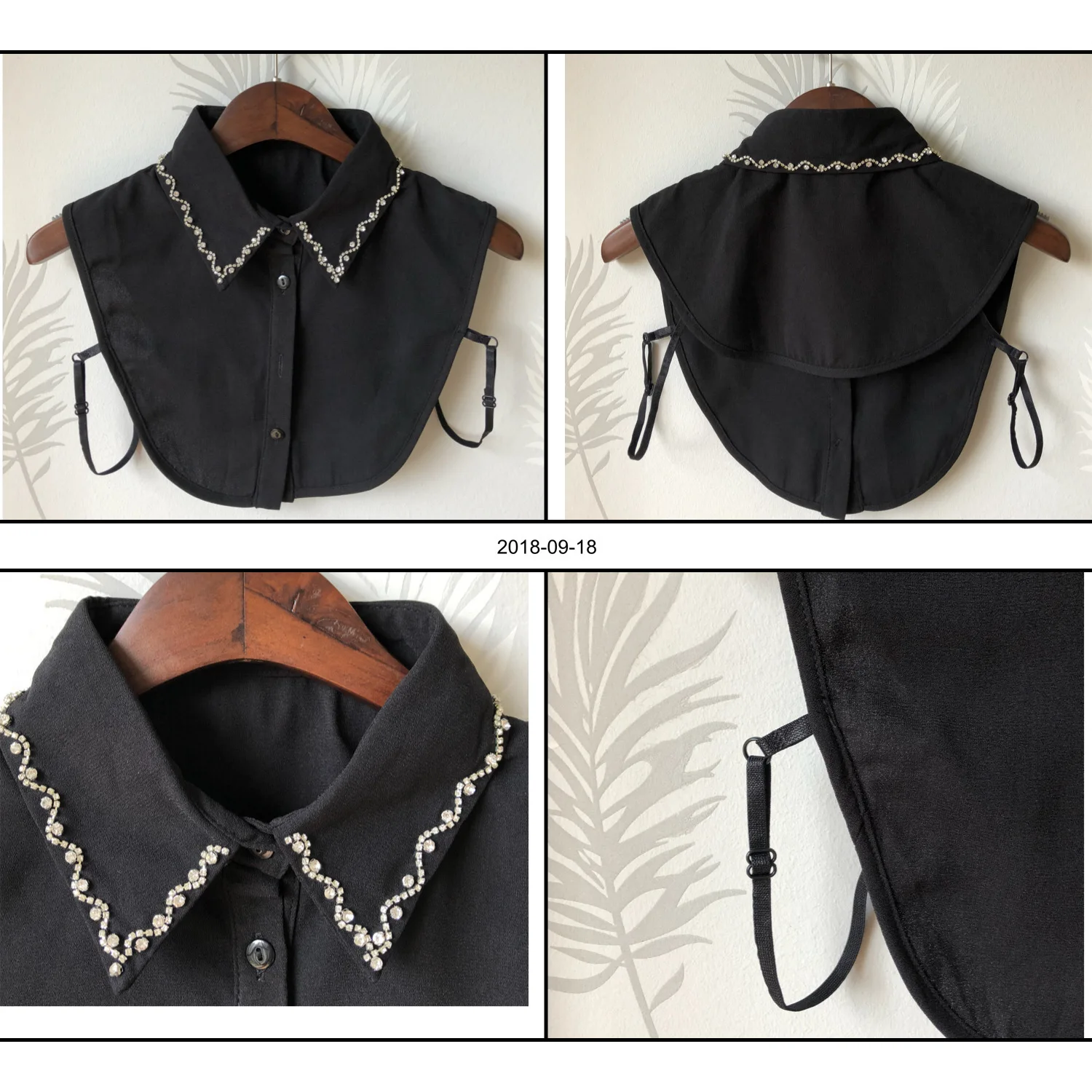 Гвоздь Алмазная цепь Dickie шифон белая рубашка для женщин Camisas Mujer съемный фальшивый воротник