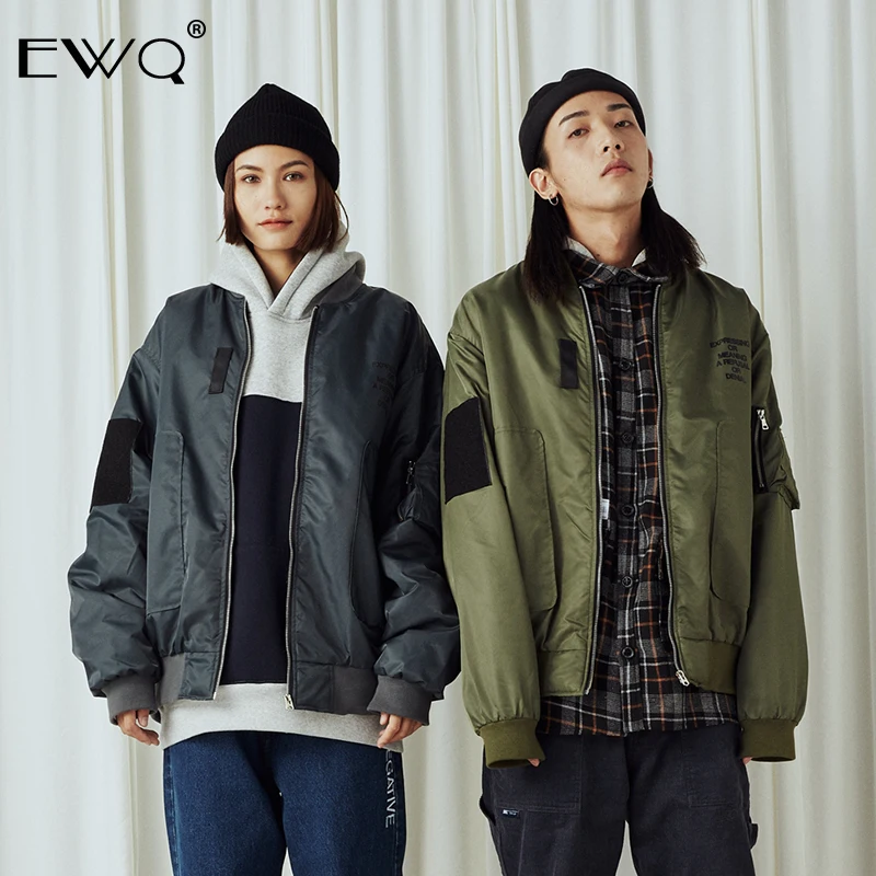 

EWQ / Japanes men's clothing high Street Hip-hop Cotton Jacket 2020 spring new fashion Thickening Loose Coat men women 9Y368