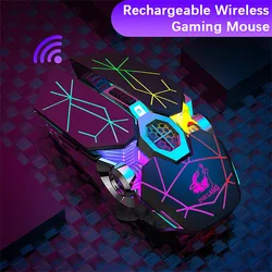 Souris de jeu sans fil X13, 2400 DPI, Rechargeable, silencieuse, mécanique, brillante, refroidie par liquide, 6 respirations, noire, pour ordinateur 