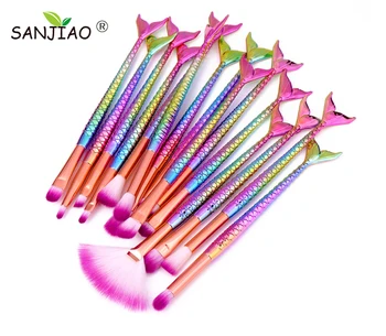 

Sanjiao 15 pcs Makeup Brushes Professional Natural Make Up Brushes Set Foundation Powder Contour Eyes Blending Beauty Cosmetic