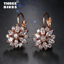 Новые трендовые Роскошные Кристальные цветочные серьги, элегантные золотые свадебные серьги с кубическим цирконием для женщин, модные ювелирные изделия