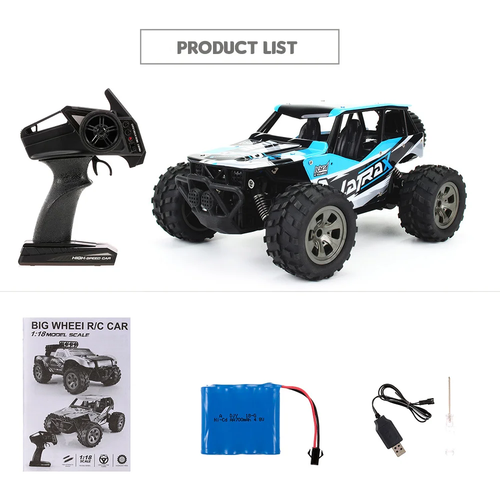 Дистанционное управление автомобиля KY-1812B 2,4 GHz 1/18 2WD большое колесо RC автомобиль внедорожный гусеничный для детей начинающих - Цвет: blue