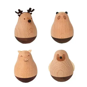 

Cartoon Wooden Tumbler Doll Toy Desk Ornament Birthday Gift Fairy Garden Decoration Accessory