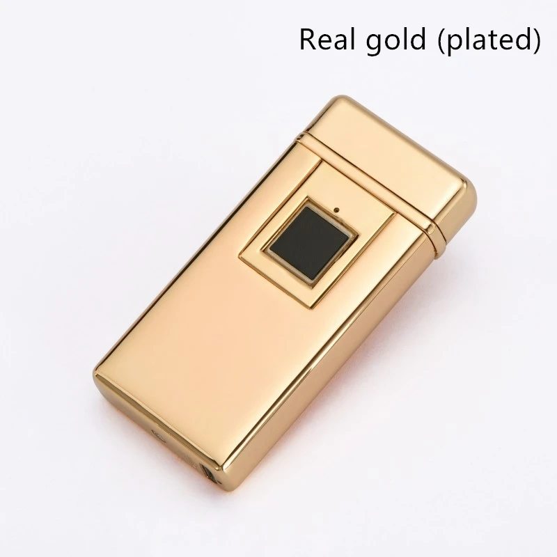 Real gold (plated) Реальный отпечаток пальца импульса двойной дуги AI Смарт батарея крест зажигания зарядка через USB удобный выбор подарка - Цвет: Real gold (plated)