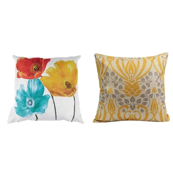 

Promotion! 1Pcs Flax Square Decorative Throw Pillow Case Cushion Cover Enchanting Beautiful Tricolor Red Yellow Blue py Flowe