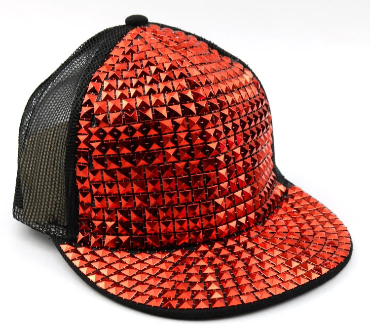 Квадратный ноготь сетки дети бейсбольная кепка s Дети GorroHiphop блёстки Snapbacks мальчиков девочек шапки черная сетчатая Кепка 50-54 см F283