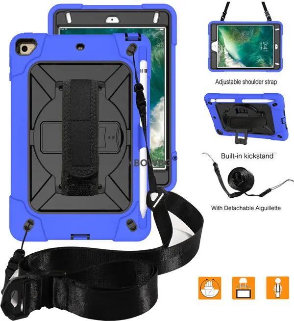 DarkBlue.Black Детский безопасный противоударный чехол для ipad Mini 5 сверхмощный Чехол-карандаш держатель для ipad Mini 4 7,9 вращающийся ремешок на руку+ ремешок на шею - Цвет: DarkBlue.Black