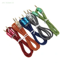 Nylon Braided Audio Cable Jack 3 5 mm Male to Male Cloth Audio Aux Cable For iPhone Car Headphone Speaker Wire Line 300pcs lot