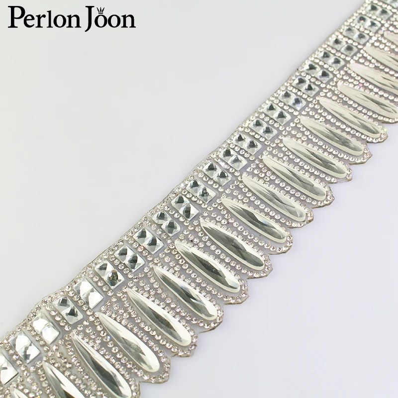 1 yard 5cm width hot fix rhinestone glass style webbing wing rhinestone tape iron on shoes bag clothing accessories RT013