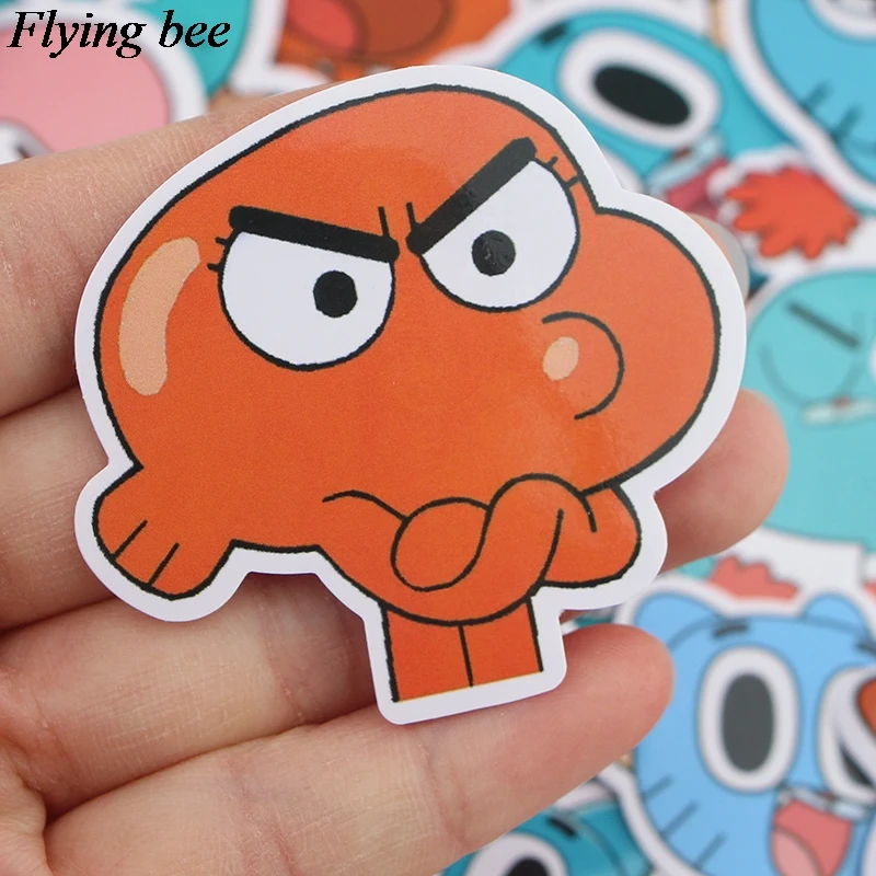 20sets/lot(39pcs/set) Flyingbee The Amazing World of Gumball Funny Sticker PVC Scrapbooking for Luggage Laptop Decal X0722