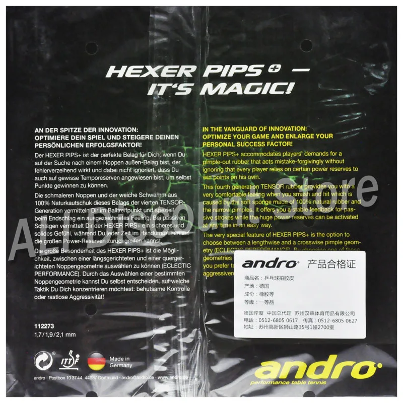 Andro настольный теннис резиновый Hexer Pips+ сырой резины пинг понг Tenis De Mesa