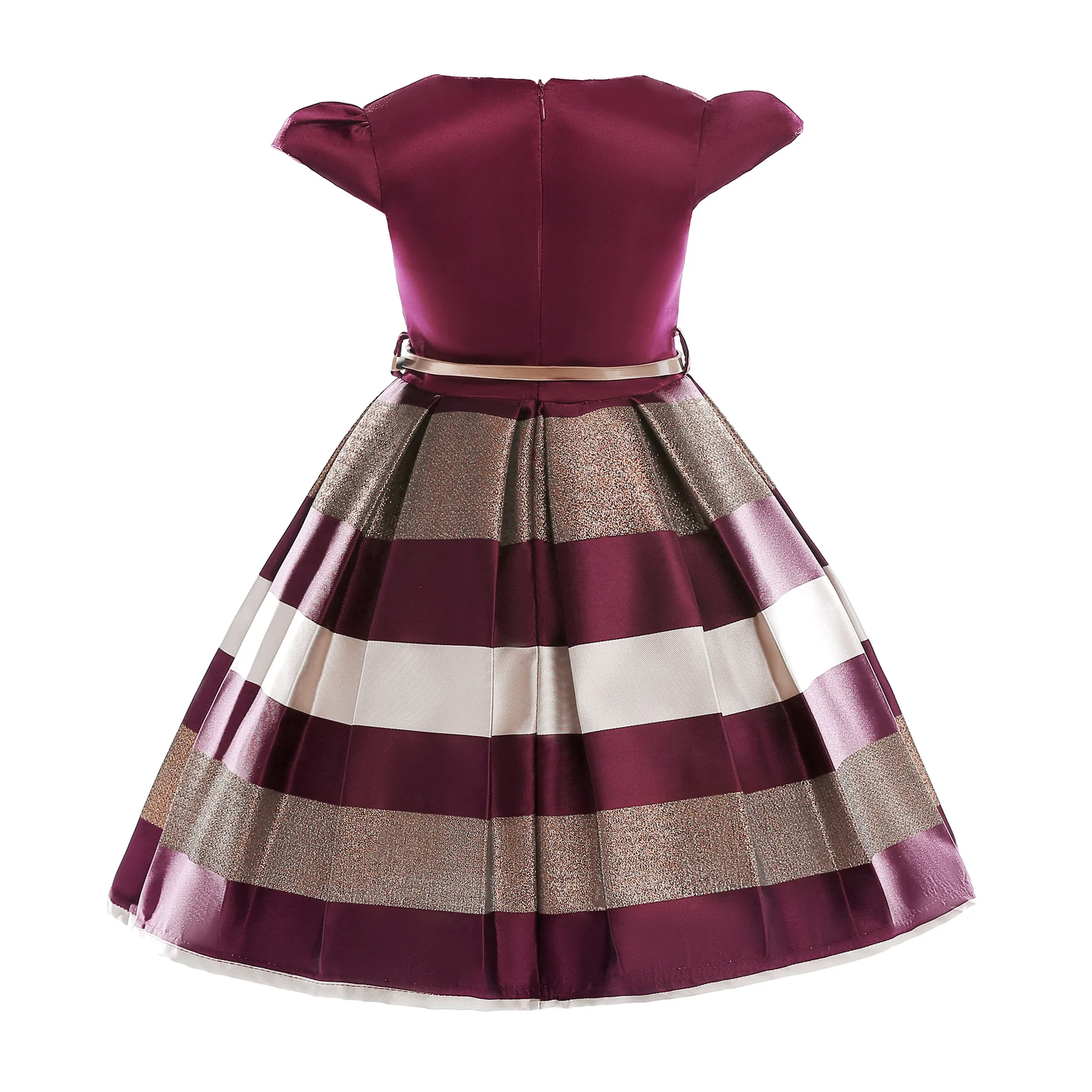 

Europe And America Girls Dress Short Sleeve Stripes Big Boy Princess Skirt