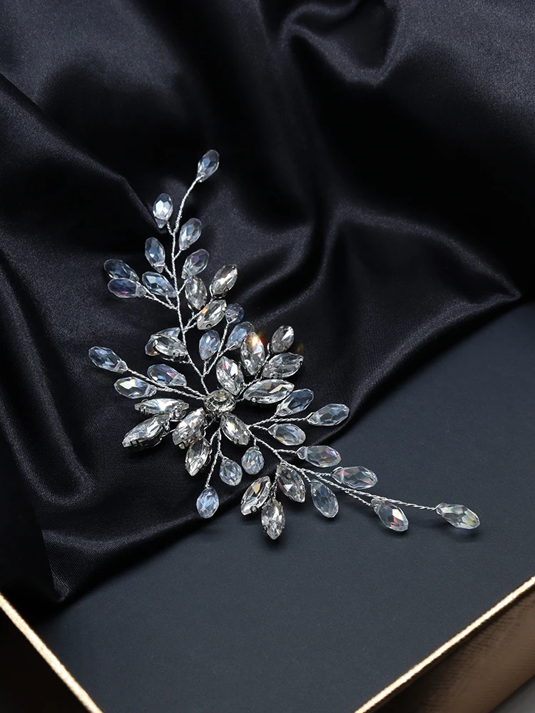 Elegant Silver Bridal Hair Accessory Rhinestone Hair Vine Crystal Headband Women Flower Jewelry Wedding Accessories