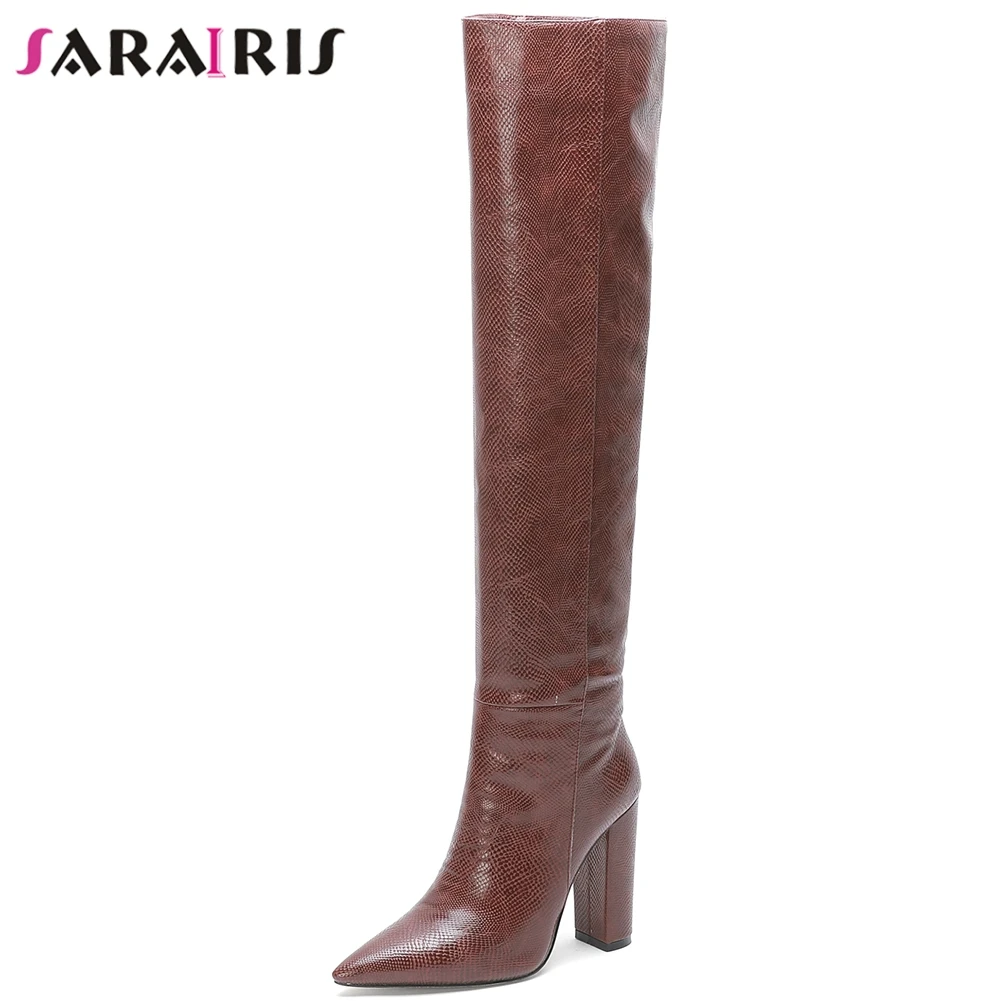 

SARAIRIS Brand Lady 2020 High Heels Autumn Winter Boots Over The Knee Boots Women Pointed Toe Elegant Casual Shoes Woman