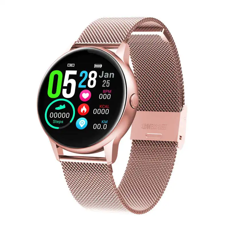 rose gold metal Смарт-часы Android для мужчин IP68 Водонепроницаемые погодные дистанционные камеры пульсометр кровяное давление часы женские часы - Цвет: rose gold metal