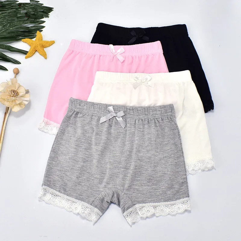 Pantalones cortos de verano para bragas de seguridad modales para niños de 3 a 13 años, ropa interior con lazo de encaje, 4 unids/lote - AliExpress Madre y niños