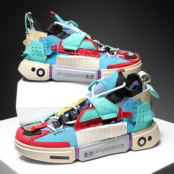 

Men's Shoes Summer Breathable 2020 New Paris Fashion Week Personality Catwalk Shoes High-top Skateboard Shoes Men's Large Size