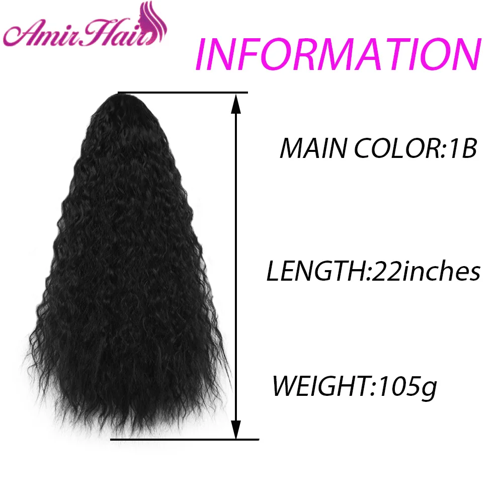 Amir Hair Drawstring Ponytail Extensions Synthetic Long Kinky Curly Ponytails Wig Hair Pieces For Women Fake Hair Extension Clip