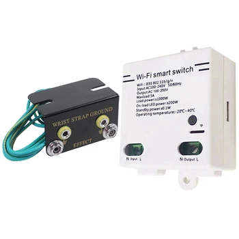 

ESD Ring Terminal Cable Anti Static Socket Ground for Wrist Strap with New 5A Smart Home WiFi Wireless Switch Module