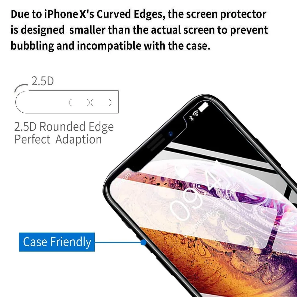 Закаленное стекло для iPhone XR X XS 11 Pro Max Защитная пленка экрана 7 8 Plus защитное 3