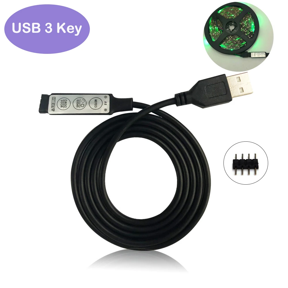 

50CM 100CM DC5-24V USB RGB Controller Led Dimmer with 3Keys 4Pin Female Connector For RGB Led USB Strip