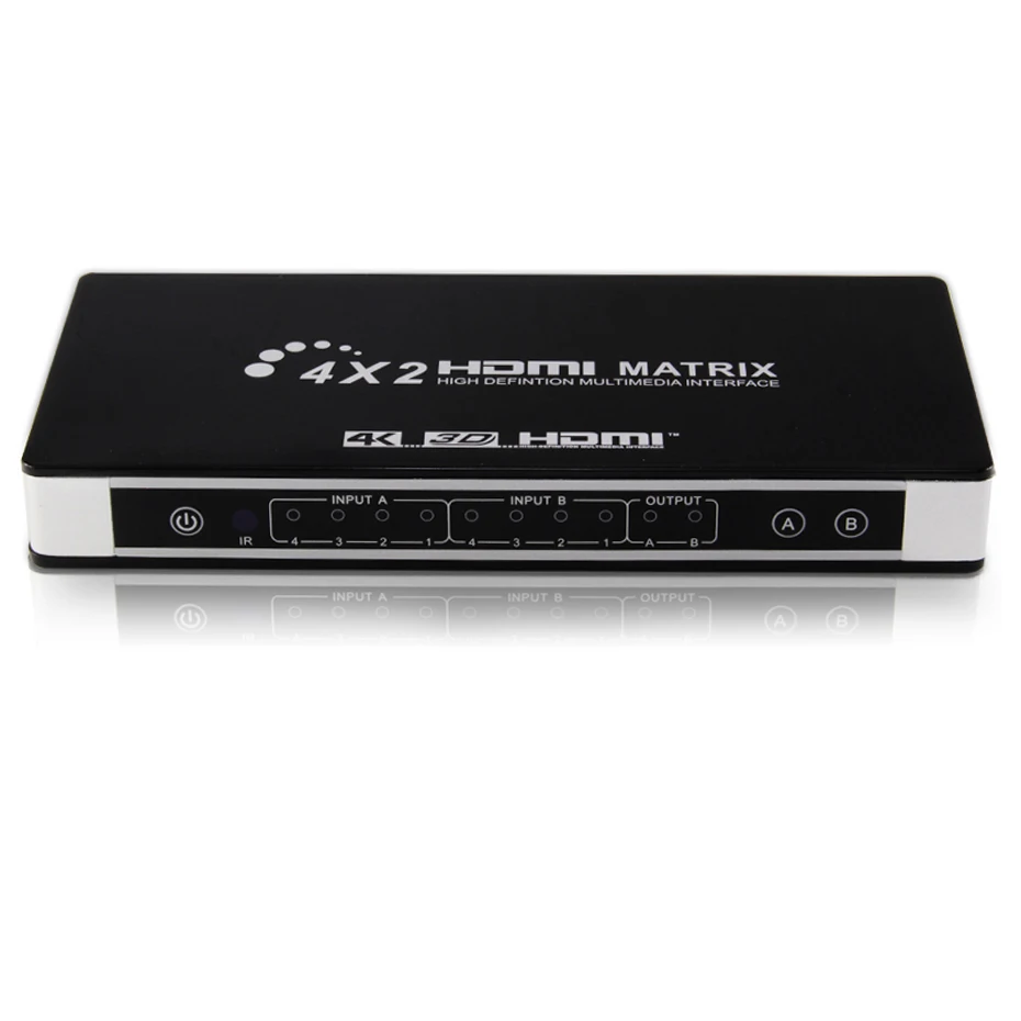 4K 4X2 HDMI матрица с аудио цифровой toslink& L/R стерео HDMI 4 в 2 out матричный коммутатор сплиттер с ИК& адаптер питания
