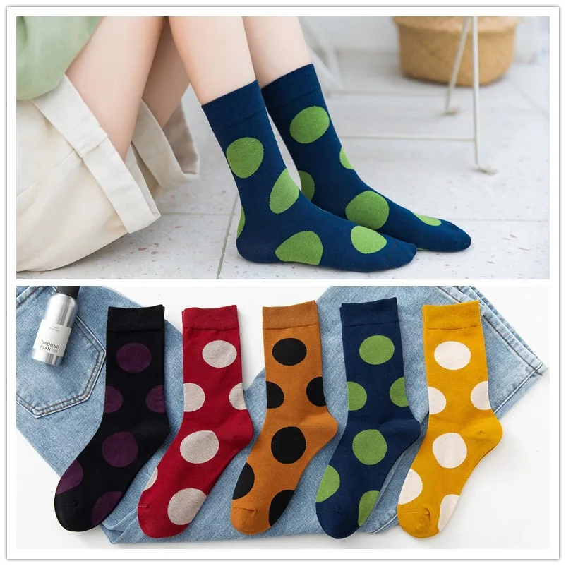 

2019 New Women Loose Socks Autumn Winter warmer Retro Casual Preppy sweet Style All-match Polka Dot pattern Sock