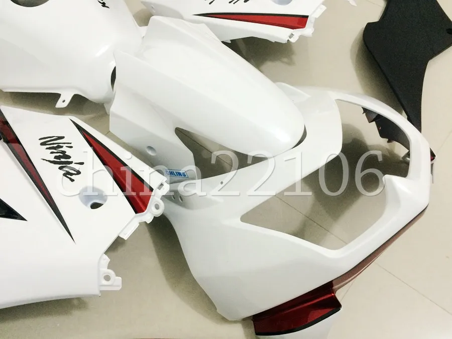 ABS Обтекатели комплект подходит для Kawasaki Ninja 250 EX250 ZXR250 2008- 08 09 10 11 12 13 14(литья под давлением)+ крышка бака белый