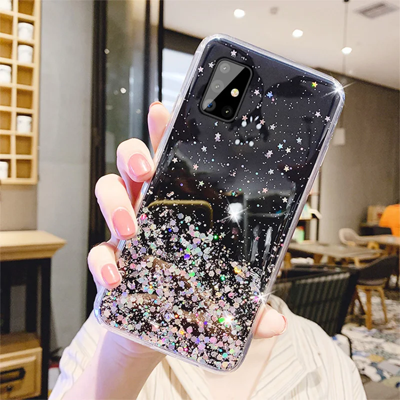 スマホアクセサリー aaa Glitter Sequins Star Lanyard Rope Case For Samsung Galaxy