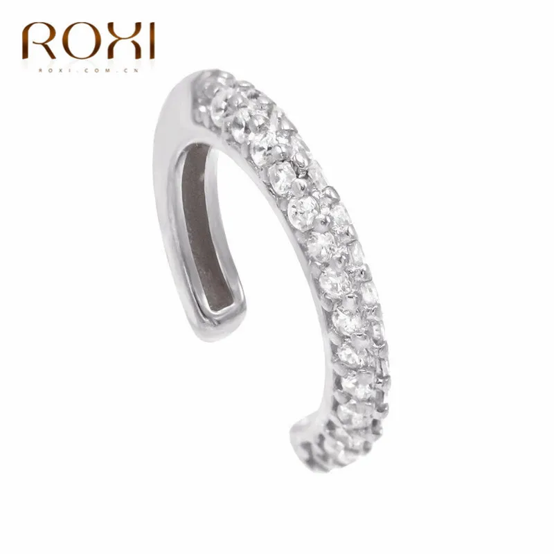 Silver 1pc ROXI простые серьги для ушей, хряща, Ушная клипса, серьги для женщин, без пирсинга, C Форма, геометрические серьги, 925 пробы, серебряные ювелирные изделия - Окраска металла: Silver 1pc