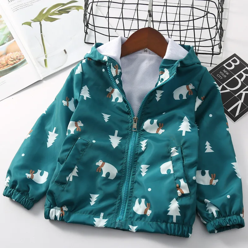 

Jlg02 Cartoon Bear Full Printed CHILDREN'S Jacket 2020 Spring Children Hooded Jacket Zip-up Shirt