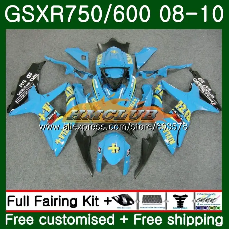 Средства ухода за кожей для SUZUKI GSXR 750 600 08 GSXR750 08 09 10 7CL. 51 GSX-R600 GSXR-750 K8 GSXR600 2008 2009 2010 Обтекатели Горячая RIZLA голубой