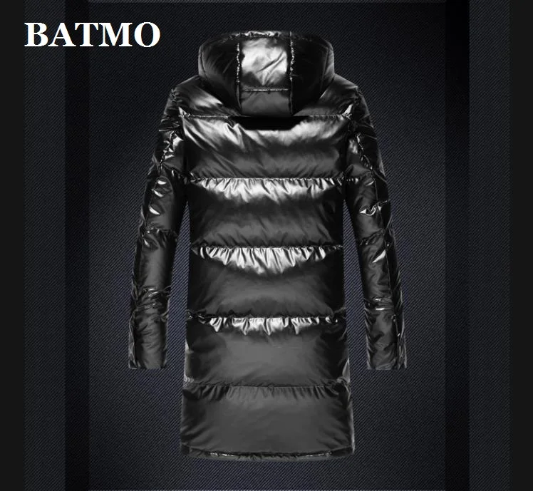 BATMO Новое поступление Зима Высокое качество 90% белый утиный пух с капюшоном Длинные куртки мужские, мужские водонепроницаемые пуховики 61909