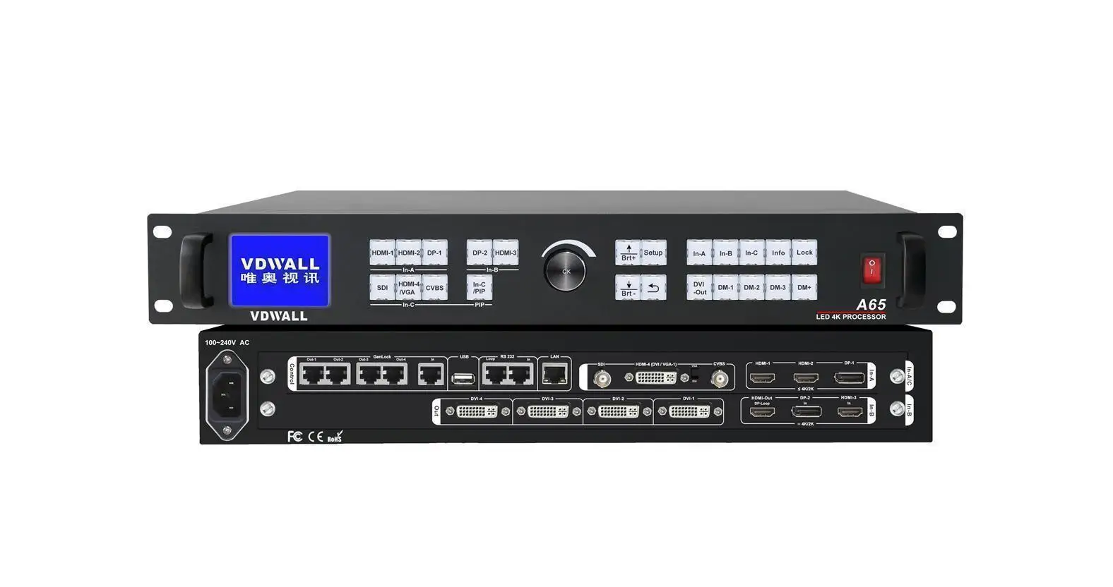 Комбинированный процессор VDWALL A65 4K2K_60Hz 4 выходных порта DVI Настройка любого