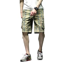 Мужские шорты Модные клетчатые пляжные шорты мужские повседневные камуфляжные шорты в стиле милитари короткие брюки мужские бермуды карго комбинезоны
