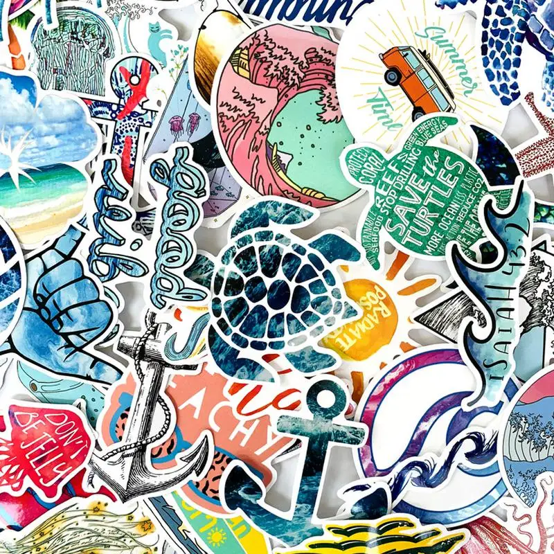 

50pcs VSCO GIRL Stickers shaka Surfing Sea Summer Beach Decal for Laptop Fridge Phone Skateboard Suitcase Sticker hydro-flask