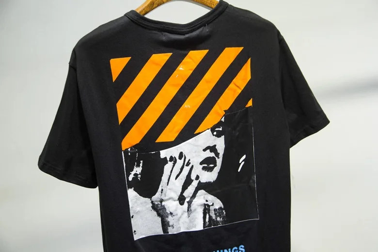 OFF-WHITE Мэрилин Монро шаблон саржа хип хоп тренд ow короткий рукав Футболка мужская пара