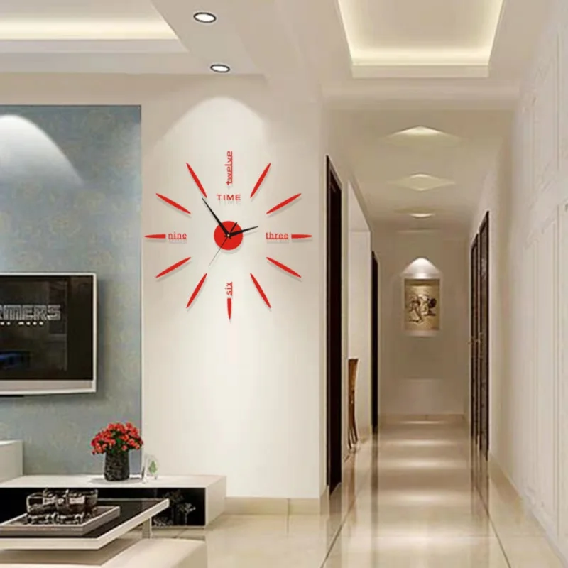 

New Modern 3D DIY Number Mirror Surface Wall Clock Sticker Home Office Room DIY Decor Home Living Room Stickers
