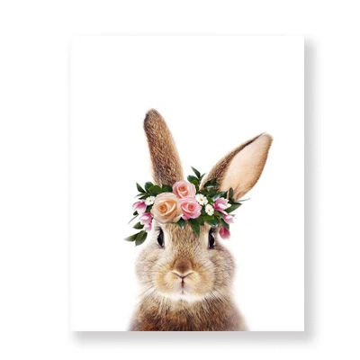 Кролик BunnyTail лесной животный детский Декор цветок холст картина девушки плакат печать стены Искусство картина Детская комната Домашний декор - Цвет: Bunny 2